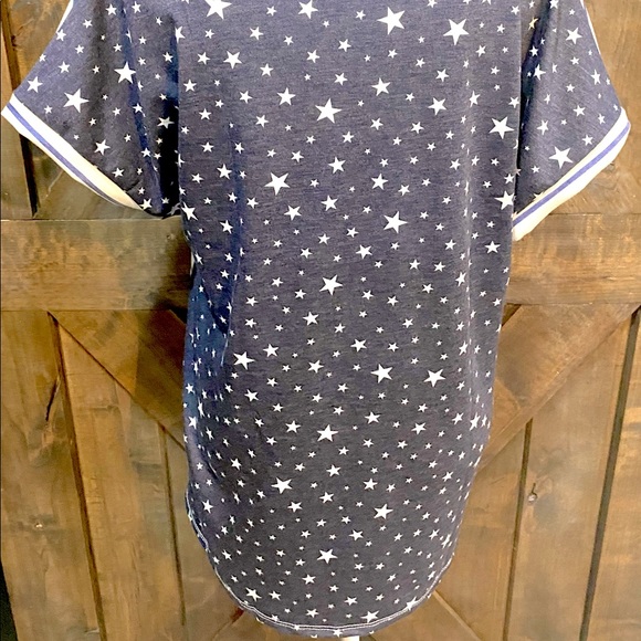 NWOT Navy & White Stars and Stripes Color Block Pocket Tee - Picture 12 of 15